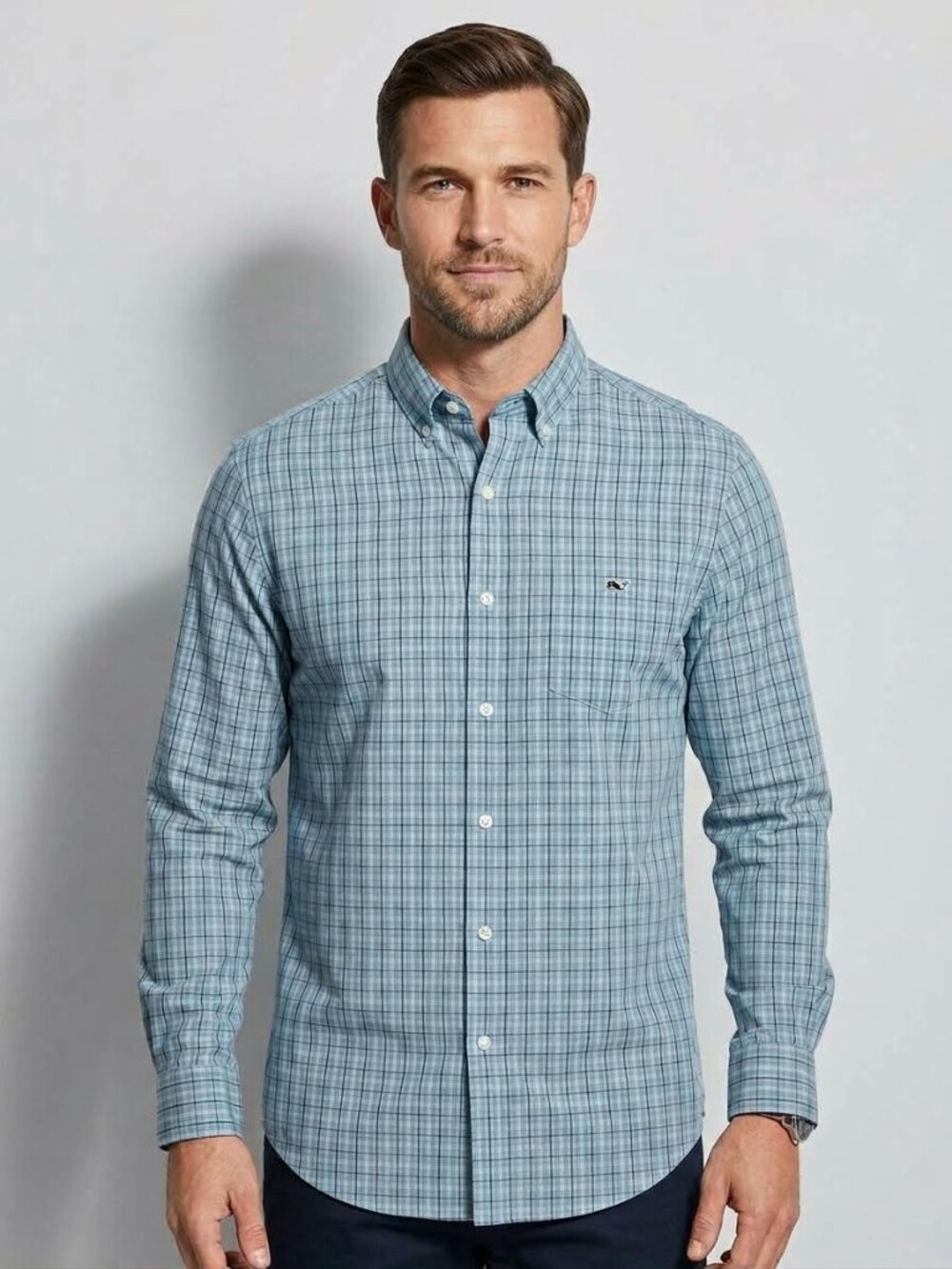 Vineyard Vines blue button down shirt, size medium